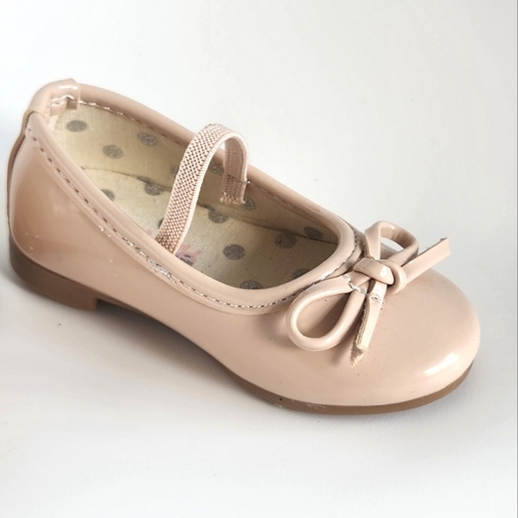 Toddler Girls Nude Pink Patent Ballet Flat Shoes with Bow & Strap, US 5/EU 21 - Picture 11 of 11